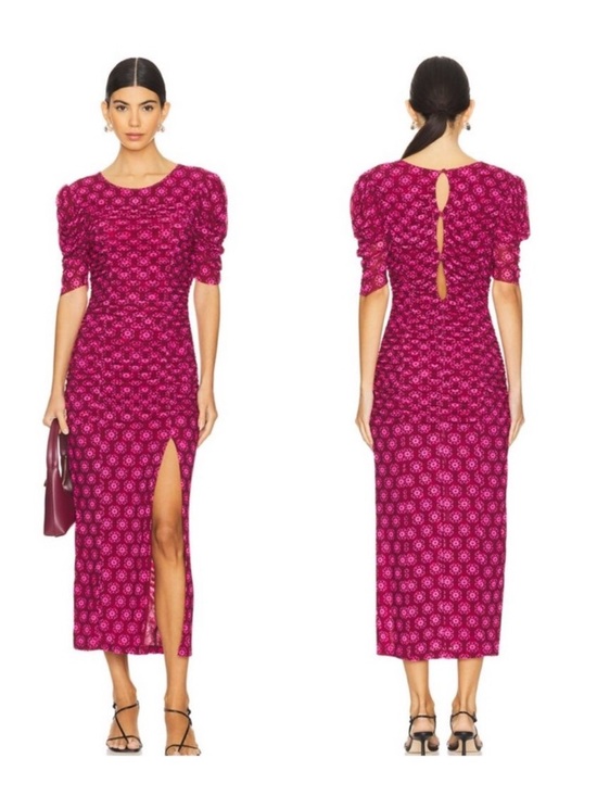 Free People Dresses & Skirts - Free People Briella Midi Dress in Magenta Print Soft Stretch Flattering